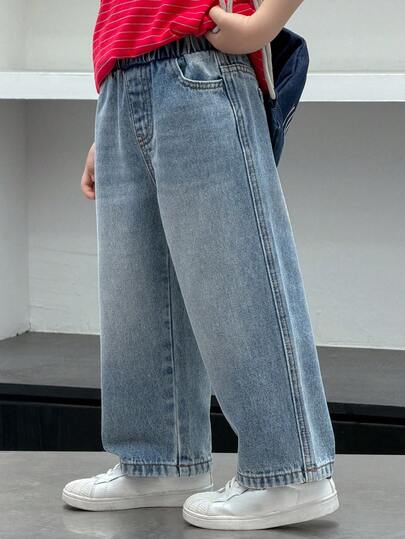 DAZY 男童松紧腰带口袋宽松阔腿休闲牛仔裤