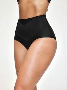 SHAPORA 高腰无缝塑形收腹内裤，纤体紧致压缩内裤 - 黑色 - 查看 3