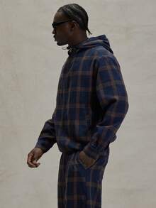 Musero Oversized Checkered Long Sleeve Hoodied Bungee Cord Jacket Flannel Top Winter Essentials - Multicolor - View 5