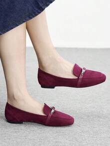 CUCCOO BIZCHIC Pantofi sport confortabili din piele de oaie, stil vintage, cu cataramă, versatili și flatanți pentru naveta - Burgundia - Vizualizare 1