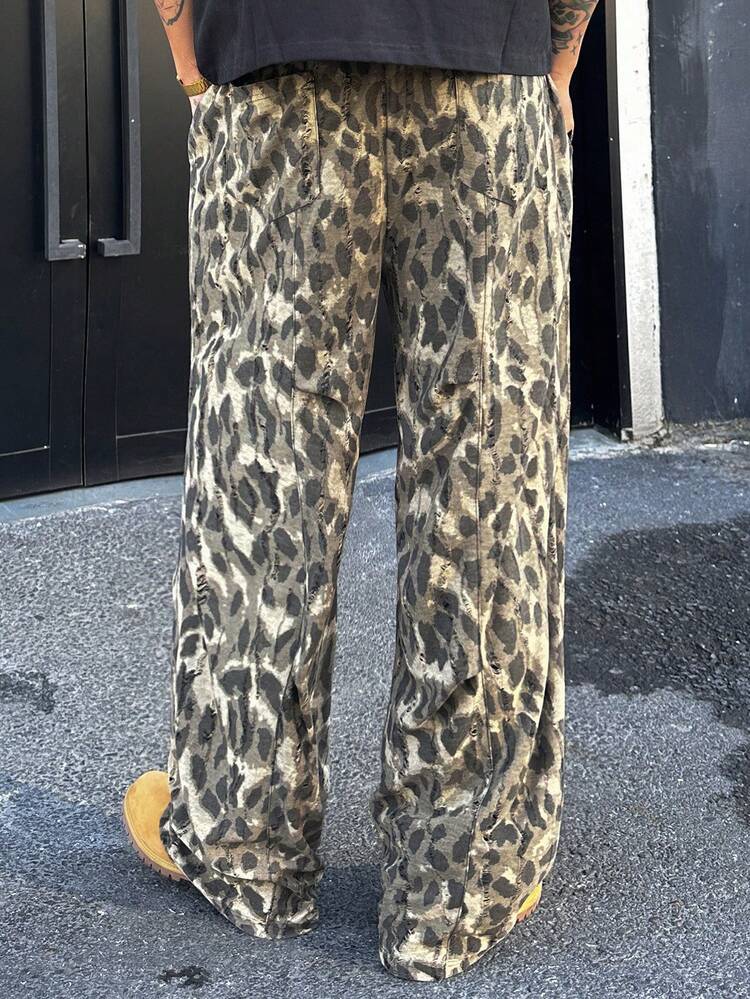 Spring Camouflage Fabric Elastic Waist Streetwear Men Pants