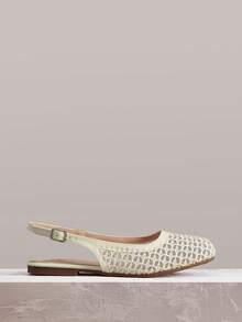 Styleloop Women Shoes Holiday Style Mesh Fabric Cross Strap Women's Flat Bottom Shoes Holiday Style Wear BOHO Wear American Retro Style Bohemian Style Western Style Music Festival Wear Party Wear Flat Bottom Women's Shoes - Apricot - View 4