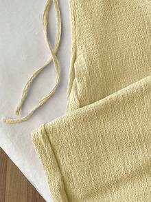 Elamini 2026 Summer New Women's Retro Textured Relaxed Low-Waist Casual Pants, Slimming Versatile Flowy Straight Leg Trousers In Yellow, Suitable For Vacation Outfits - Yellow - View 4