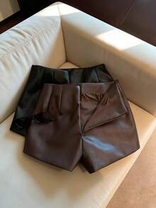 Resyla 2pcs/Set Women's Fashionable Sexy Leather Shorts, Summer - Multicolor - View 2