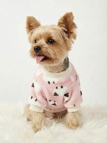 PETSIN 1 Pc Pet Dog Cat Universal Pink Fleece Lamb Print Warm Crew Neck Sweatshirt - Multicolor - View 4