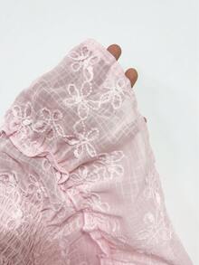 SHEIN Sweetro Spring/Summer New V-Neck Ruffle Sleeve Cinched Waist A-Line Blouse, Suitable For Outings And Commuting - Pink - View 6