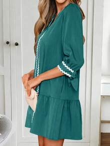 EMERY ROSE 梭织宽松公主袖开衫短裙 - 綠色 - 查看 4