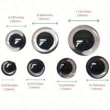 20颗闪亮眼睛，黑色塑料娃娃眼睛，尺寸12/14/16/18/20/25/30毫米，3D闪光眼睛带环，适用于钩针编织、阿米格鲁米娃娃、塑料钩针眼睛、泰迪熊DIY配件 - 彩色 - 查看 10