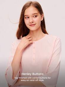 LUVLETTE Women Soft Cotton Basic Long-Sleeve & Floral Print Pants Loungewear 2 Piece Pajama Set With Pockets Lingerie Pyjama - Olive Green - View 3