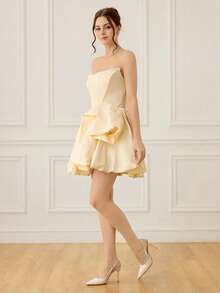 CUCCOO SZL 杏色尖头细高跟后系带露跟高跟鞋，简约时尚女式高跟鞋，适合婚礼、派对、宴会等场合。 - 米色 - 查看 3