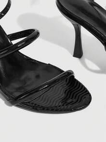 CUCCOO SZL Women's High Heel Sandals, Thin Heel, Snake-Shaped Rhinestone Embellished Valentine's Day - Black - View 6