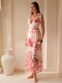 Swim Oasis 一件式印花连体泳衣，时尚沙滩度假套装，夏季 - 彩色 - 查看 5