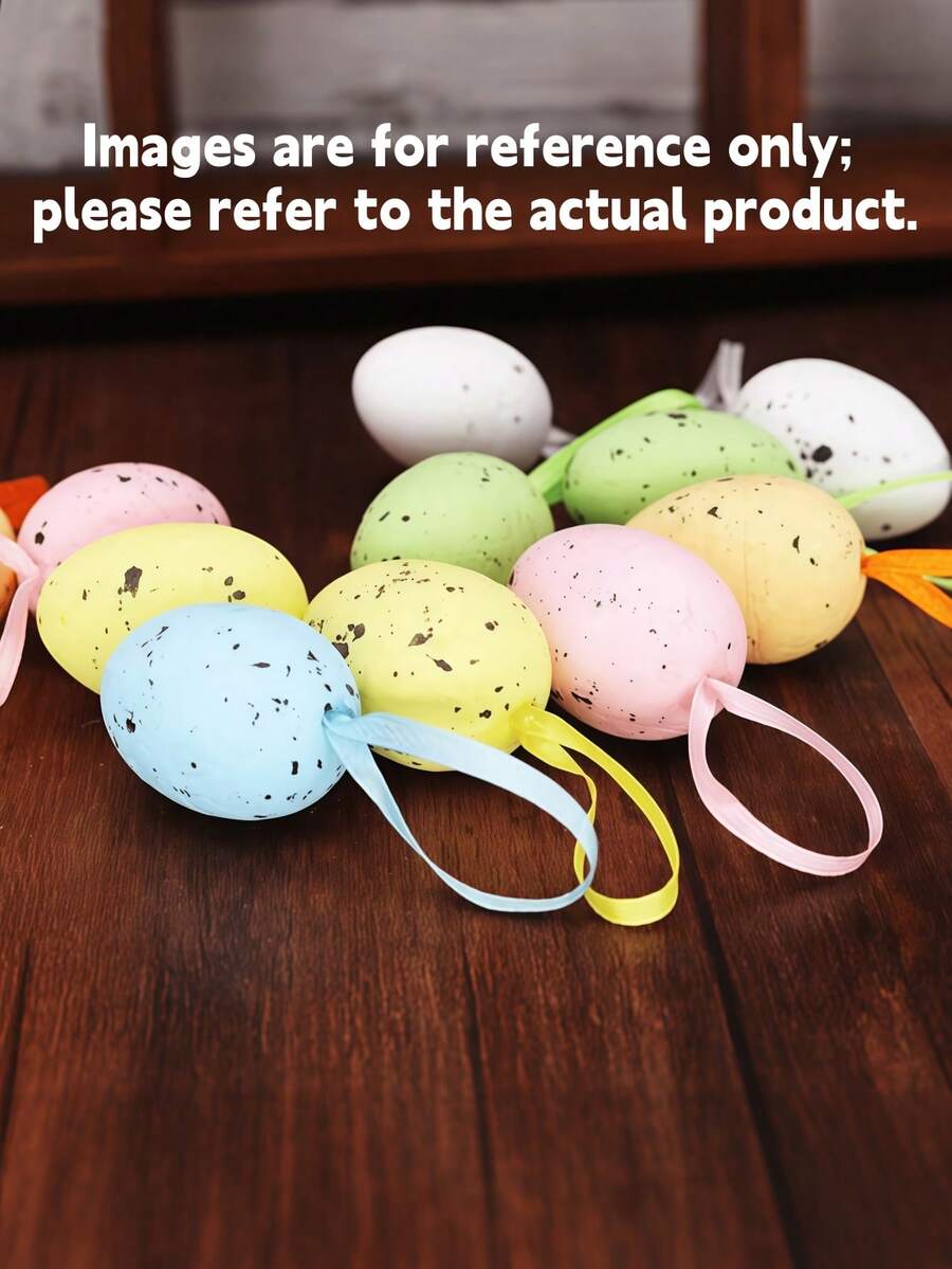 Easter Egg Hanging Decorations Set Of 24 - Colorful Plastic Eggs For DIY, Party, Tree & Spring Festival Decorating - Multicolor - View 1