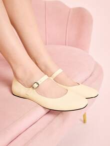 CUCCOO DOLLMOD 圆头舒适粉色蝴蝶结时尚优雅女士平底鞋 春季鞋 春假复活节 - 奶油白 - 查看 4