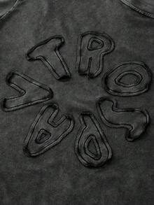 PAVTROS 男士时尚雪花图案圆领短袖T恤 - 黑色 - 查看 3