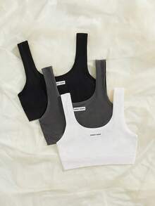 Lowkey Lull 5pcs Pack Simple Solid Color Seamless Tube Top Sports Bra - Multicolor - View 5