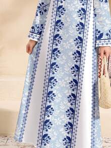 Tween Girls' V-Neck Floral Print Casual Loose Party & Outing Dress - Multicolor - View 5