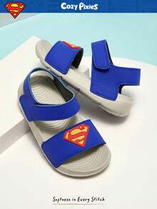 SUPERMAN X Cozy Pixies Summer Baby Sandals Cute Cartoon Design, Breathable Outdoor Casual Sandals With Hook And Loop, Lightweight Non-Slip EVA Sole Toddler Sandals For Various Occasions - Blue - View 7