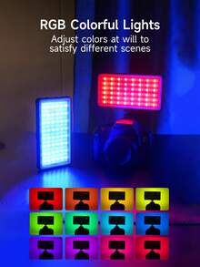 Teckwe Đèn LED chiếu sáng video RGB, đèn phụ trợ 3000K-8500K, có thể điều chỉnh độ sáng, 12 hiệu ứng ánh sáng, pin tích hợp, kèm bộ chuyển đổi đế gắn phụ kiện (cold shoe) cho vlog, livestream, hội nghị video. - màu đen - Xem 3