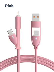 Teckwe 4 In 1 Charging Cable Fast Charging, Liquid Silicone 1M, Multi Charging Cable With 4 Interfaces That Can Be Freely Converted And Transferred While Charging, Suitable For Mobile Phones, Tablets, USB C Cable - Multicolor - View 9
