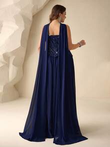 Coutiva Đầm dạ hội sang trọng đính sequin lấp lánh, cao cấp dành cho tiệc chiêu đãi và các buổi liên hoan. - Màu xanh hải quân - Xem 2