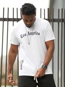 Heavens Edit Camiseta de manga corta con estampado de lema personalizado de Los Ángeles para hombre, de tela cómoda y transpirable, para el verano - Blanco - Ver 5