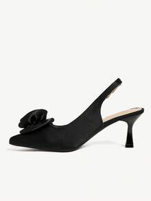 CUCCOO CHICEST 花卉珍珠露跟凉鞋，尖头高跟女鞋 - 黑色 - 查看 5