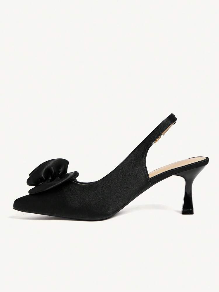 CUCCOO CHICEST Floral Pearl Backless Sandals, Pointed Toe High Heel Shoes For Women Summer Shoes Wedding Shoes Bride Shoes