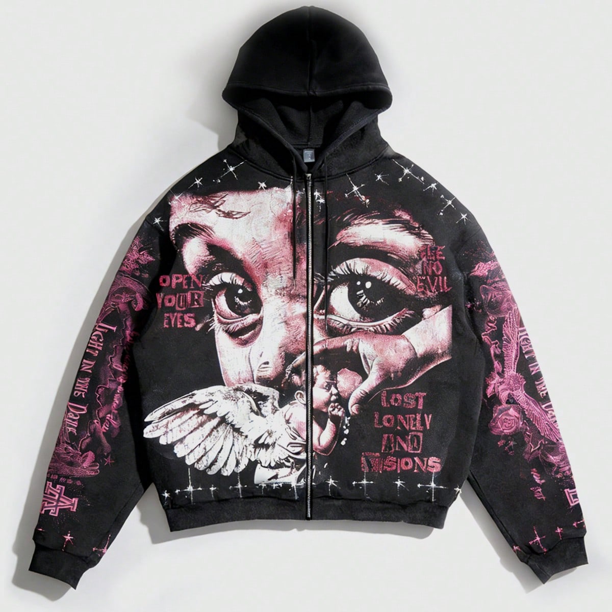 Sudadera con capucha de felpa con estampado de ángel, de moda casual de primavera, ropa de calle, otoño/invierno, Y2K