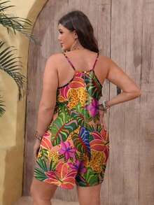 EMERY ROSE Bộ áo liền quần dáng rộng in hoa dành cho nữ cỡ lớn, thích hợp cho kỳ nghỉ hè. - Nhiều màu - Xem 3