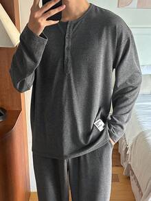 DAZY Men's Grey Label Design Loungewear Set, Spring - Grey - View 4