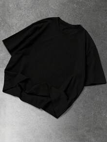 Manfinity LEGND Áo thun nam tay ngắn cổ tròn in chữ, kiểu dáng thường ngày, thích hợp cho mùa hè. - màu đen - Xem 2