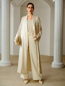 MOTF FRENCH ELEGANT LUXURY CONTRAST LACE CASUAL VACATION JACKET - Cream - View 4