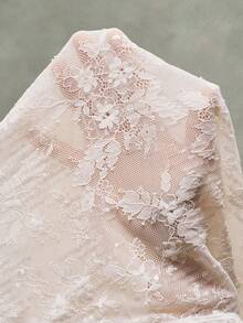 Bohemela Women's Casual Knit Mesh Patchwork Lace Trim Scoop Neck Blouse - Apricot - View 9