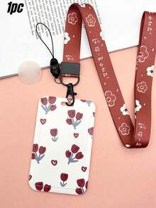 SHEIN 1pc/2pcs Slide Cover Pull-Out ID/Card Holder With Lanyard - Clear - View 3