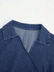 GlowEve 女士时尚休闲系带无袖牛仔上衣 - 藍色 - 查看 7