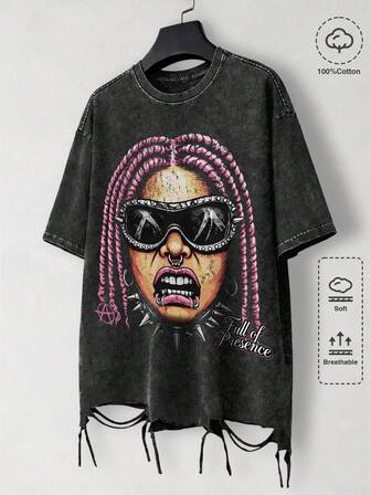 Goth T-shirt décontracté pour hommes avec imprimé flocon de neige, été