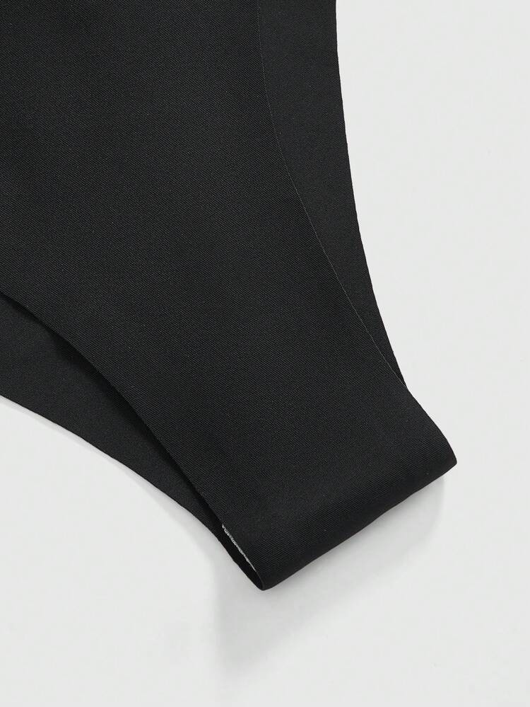 ROMWE Goth 暗黑哥特式无缝印花小手女士丁字裤 - 黑色 - 查看 3