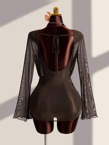 Zestiva 闪亮钻石半透明优雅休闲女士泳衣罩衫，适合海滩度假 - 彩色 - 查看 2