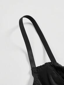 ROMWE Goth Y2K Sexy Contrast Lace Spaghetti Strap Top With Rope Tie Waist Decor, Suitable For New Year Party - Black - View 4