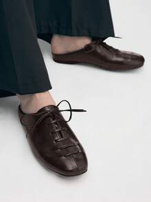 Mnmlis 女士系带休闲平底鞋 - 棕色 - 查看 9