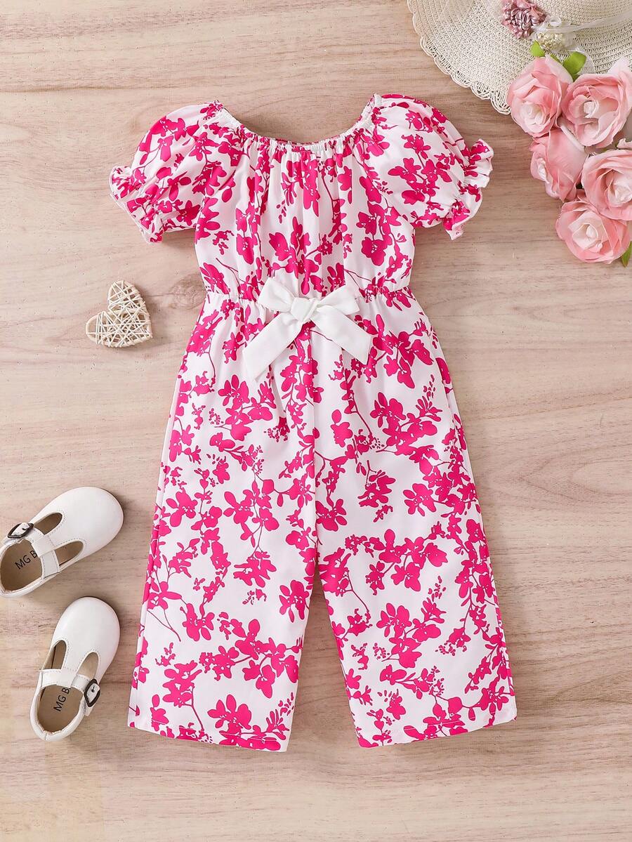 SHEIN Baby Girl Cute Casual Romper, Summer - Hot Pink - View 1