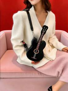 Joivida 爆款吉他造型斜挎包，女士轻便PU胸包，时尚百搭单肩包 - 多色 - 查看 2