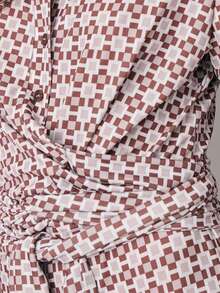 Nöista Printed Jumpsuit Features Long Sleeves, A Classic Shirt Collar With Front Buttons, A Fittedwaist With A Self-Tie Belt, And A Wide-Leg Silhouette For A Flattering. Spring, Summer, Total Look, Women, - Brown - View 7