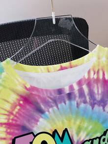 TOM & JERRY X SHEIN Men's Letter & Cartoon Pattern Tie-Dye Crew Neck Short Sleeve T-Shirt - White - View 3