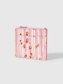 ROMWE Kawaii Pink And White Striped Bow Strawberry Card Pack - Pink white - View 2