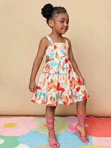 Travachic KIDS Young Girl Ditsy Floral Backless Hollow Out Camisole Dress - Pink - View 7