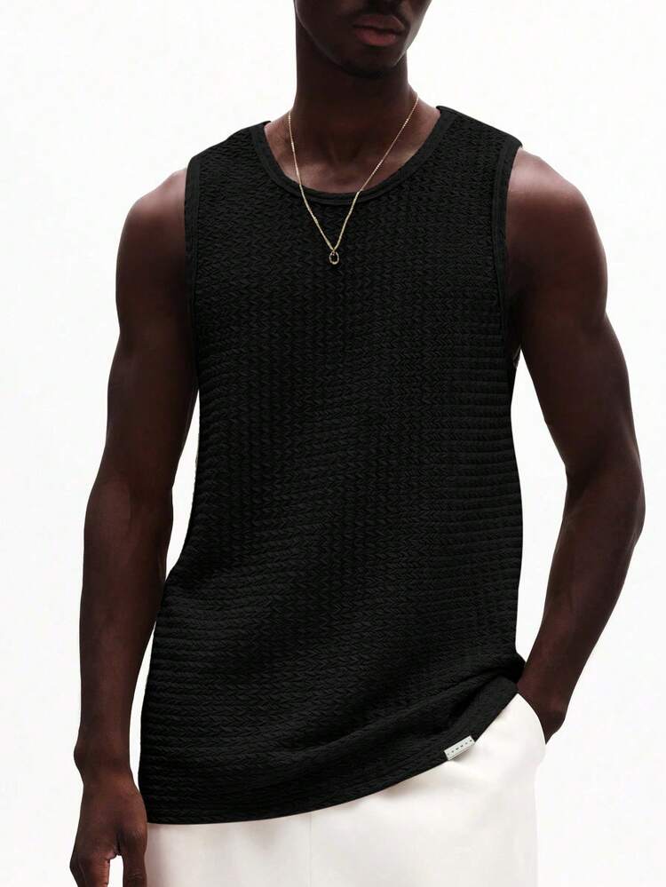 Ärmelloses Tanktop mit Struktur und Rundhalsausschnitt