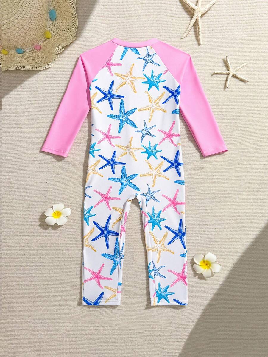 1pc Baby Girls Cute Whale Print Long Sleeve One-Piece Swimsuit, Purple, Suitable For Summer & Vacation Baby Girl Rash Guard Toddler Long Sleeve Swimsuit Beach Wear For Baby Starfish Print Swimsuit Long Sleeve Baby Beach Romper Toddler Beach Wear Baby Girl Sun Protection Shirt Swimsuit For Babies Girls Baby One Piece Rash Guard Toddler Swimsuits Swim Suite For Babies - Multicolor - View 1