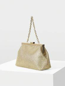 MOTF WOMEN'S RHINESTONE CHAIN EVENING CLUTCH - Gold - View 1